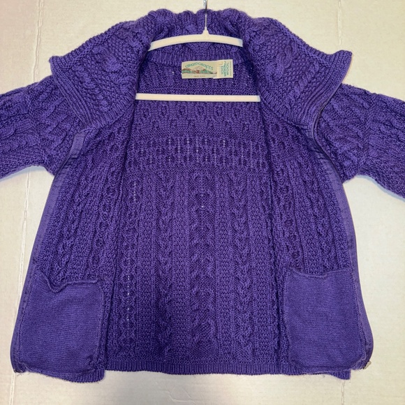 Aran Crafts $140 Merino Cardigan Sweater Double Collar Zip - Picture 4 of 10